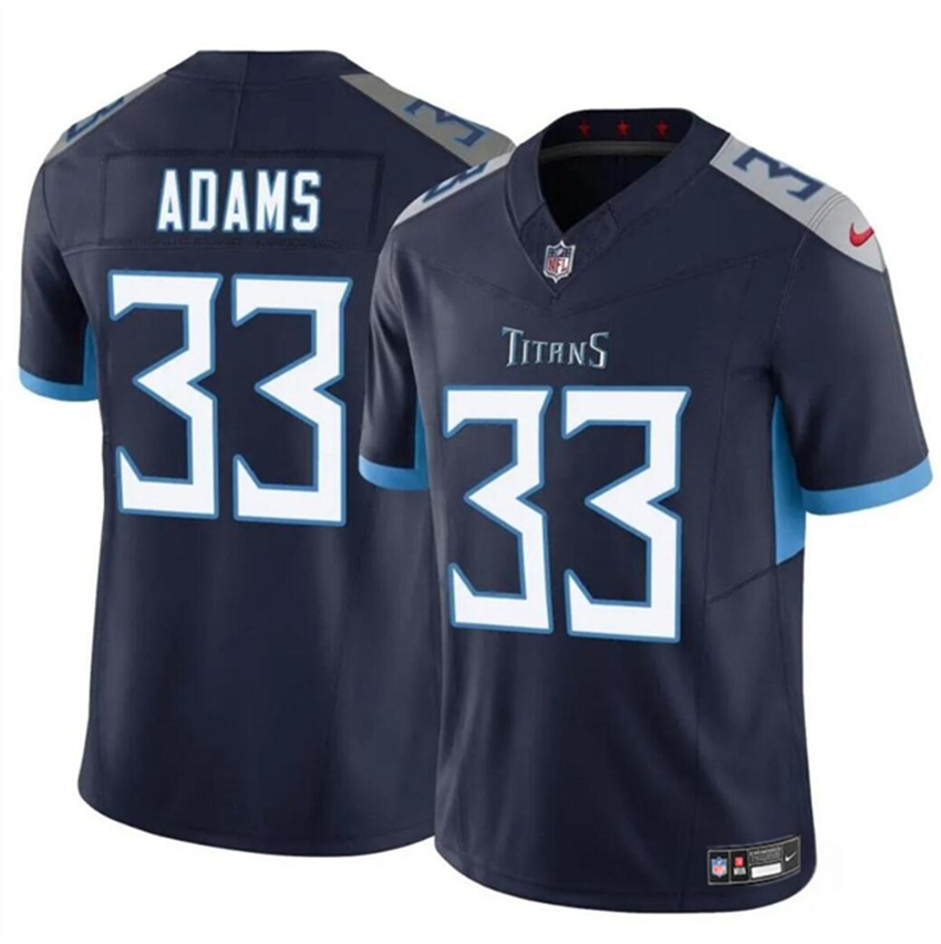 Men's Navy Tennessee Titans #33 Jamel Adams 2024 F.U.S.E. Vapor Limited Stitched Football Jersey